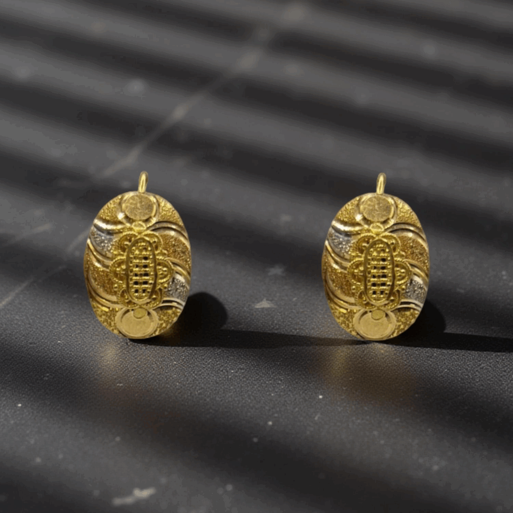 Regal Oval Gold Earrings